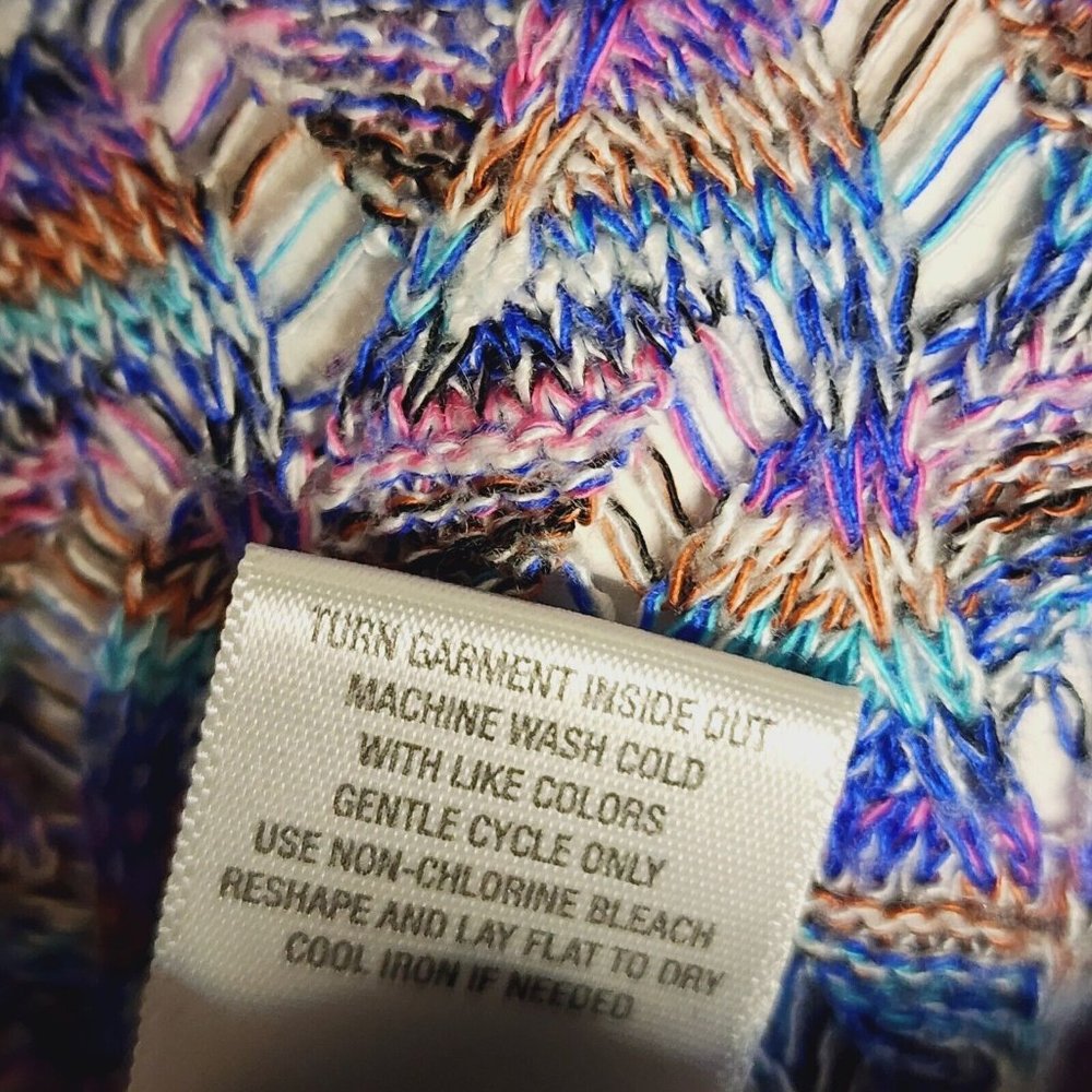 DRESSBARN Blue‎ Rainbow Open Knit Short Sleeve Dolman Top Womens Plus Size 1X - Picture 8 of 8